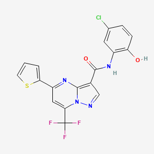 molecular formula C18H10ClF3N4O2S B3571306 N-(5-chloro-2-hydroxyphenyl)-5-thiophen-2-yl-7-(trifluoromethyl)pyrazolo[1,5-a]pyrimidine-3-carboxamide 