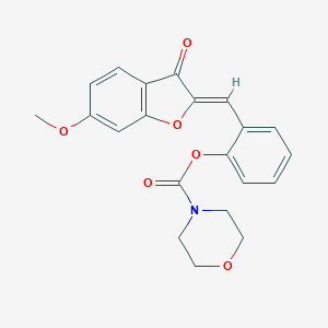 B357131 (Z)-2-((6-methoxy-3-oxobenzofuran-2(3H)-ylidene)methyl)phenyl morpholine-4-carboxylate CAS No. 869078-84-2