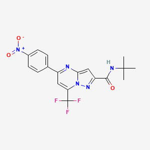 molecular formula C18H16F3N5O3 B3571360 N-tert-butyl-5-(4-nitrophenyl)-7-(trifluoromethyl)pyrazolo[1,5-a]pyrimidine-2-carboxamide 