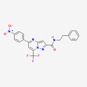 molecular formula C22H16F3N5O3 B3571377 5-(4-nitrophenyl)-N-(2-phenylethyl)-7-(trifluoromethyl)pyrazolo[1,5-a]pyrimidine-2-carboxamide 