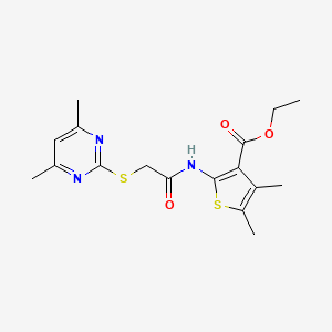 molecular formula C17H21N3O3S2 B3571386 Ethyl 2-({[(4,6-dimethylpyrimidin-2-yl)sulfanyl]acetyl}amino)-4,5-dimethylthiophene-3-carboxylate 