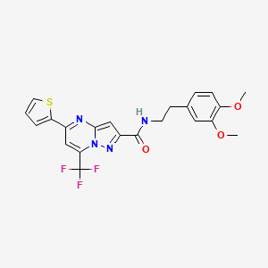 molecular formula C22H19F3N4O3S B3571400 N-[2-(3,4-dimethoxyphenyl)ethyl]-5-(thiophen-2-yl)-7-(trifluoromethyl)pyrazolo[1,5-a]pyrimidine-2-carboxamide CAS No. 5837-02-5