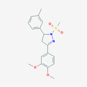 molecular formula C19H22N2O4S B357149 3-(3,4-dimethoxyphenyl)-1-(methylsulfonyl)-5-(m-tolyl)-4,5-dihydro-1H-pyrazole CAS No. 867042-34-0