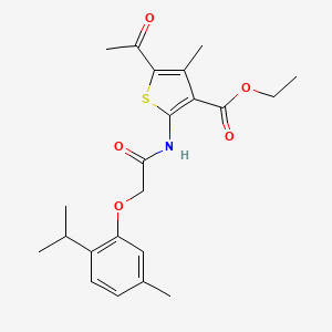 molecular formula C22H27NO5S B3571583 Ethyl 5-acetyl-4-methyl-2-[[2-(5-methyl-2-propan-2-ylphenoxy)acetyl]amino]thiophene-3-carboxylate 