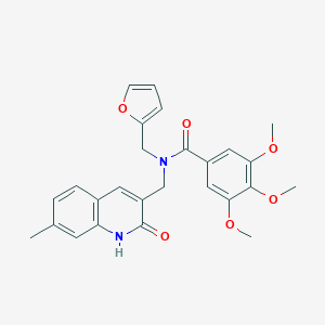 molecular formula C26H26N2O6 B357181 N-(2-furylmethyl)-N-[(2-hydroxy-7-methyl-3-quinolinyl)methyl]-3,4,5-trimethoxybenzamide CAS No. 838901-94-3
