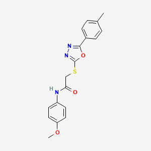 molecular formula C18H17N3O3S B3571829 N-(4-methoxyphenyl)-2-{[5-(4-methylphenyl)-1,3,4-oxadiazol-2-yl]sulfanyl}acetamide 