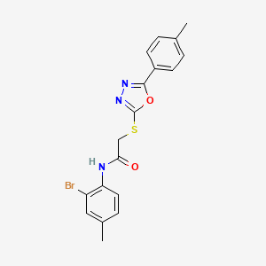 molecular formula C18H16BrN3O2S B3571835 N-(2-Bromo-4-methylphenyl)-2-{[5-(4-methylphenyl)-1,3,4-oxadiazol-2-YL]sulfanyl}acetamide 