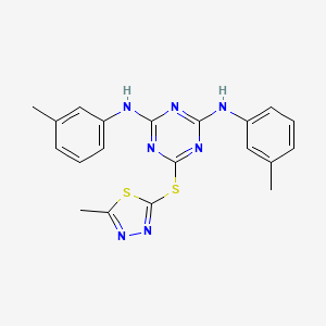 molecular formula C20H19N7S2 B3571836 N,N'-bis(3-methylphenyl)-6-[(5-methyl-1,3,4-thiadiazol-2-yl)sulfanyl]-1,3,5-triazine-2,4-diamine 