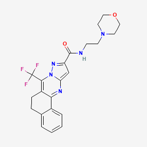 molecular formula C22H22F3N5O2 B3571991 N-[2-(morpholin-4-yl)ethyl]-7-(trifluoromethyl)-5,6-dihydrobenzo[h]pyrazolo[5,1-b]quinazoline-10-carboxamide 