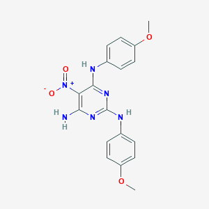 molecular formula C18H18N6O4 B357202 N2,N4-bis(4-methoxyphenyl)-5-nitropyrimidine-2,4,6-triamine CAS No. 799834-17-6