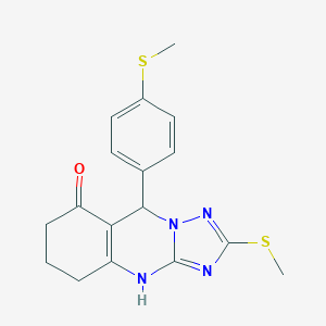 molecular formula C17H18N4OS2 B357203 2-(methylsulfanyl)-9-[4-(methylsulfanyl)phenyl]-5,6,7,9-tetrahydro[1,2,4]triazolo[5,1-b]quinazolin-8(4H)-one CAS No. 727395-14-4