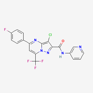 molecular formula C19H10ClF4N5O B3572083 3-chloro-5-(4-fluorophenyl)-N-pyridin-3-yl-7-(trifluoromethyl)pyrazolo[1,5-a]pyrimidine-2-carboxamide 