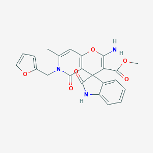 molecular formula C23H19N3O6 B357219 methyl 2'-amino-6'-(furan-2-ylmethyl)-7'-methyl-2,5'-dioxospiro[1H-indole-3,4'-pyrano[3,2-c]pyridine]-3'-carboxylate CAS No. 873571-63-2