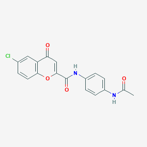 molecular formula C18H13ClN2O4 B357249 N-[4-(acetylamino)phenyl]-6-chloro-4-oxo-4H-chromene-2-carboxamide CAS No. 880785-69-3