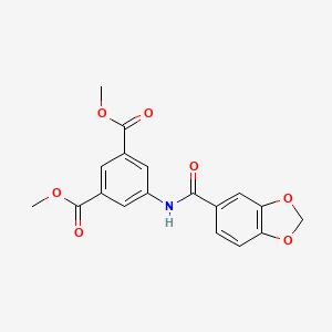 molecular formula C18H15NO7 B3572685 dimethyl 5-[(1,3-benzodioxol-5-ylcarbonyl)amino]isophthalate 