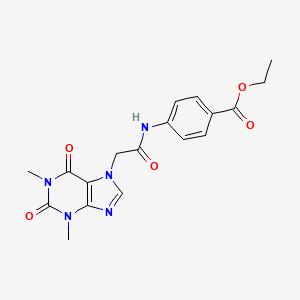 molecular formula C18H19N5O5 B3572697 ethyl 4-(2-(1,3-dimethyl-2,6-dioxo-2,3-dihydro-1H-purin-7(6H)-yl)acetamido)benzoate CAS No. 332117-29-0