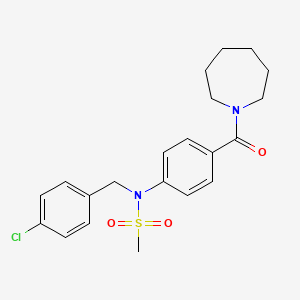 molecular formula C21H25ClN2O3S B3572933 N-[4-(azepane-1-carbonyl)phenyl]-N-[(4-chlorophenyl)methyl]methanesulfonamide 