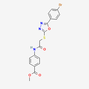 molecular formula C18H14BrN3O4S B3572969 Methyl 4-(2-((5-(4-bromophenyl)-1,3,4-oxadiazol-2-yl)thio)acetamido)benzoate 