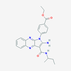 molecular formula C24H25N5O3 B357306 Ethyl 4-[2-amino-3-(butan-2-ylcarbamoyl)pyrrolo[3,2-b]quinoxalin-1-yl]benzoate CAS No. 578757-70-7