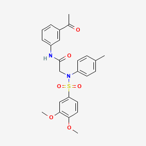 molecular formula C25H26N2O6S B3573085 N~1~-(3-acetylphenyl)-N~2~-[(3,4-dimethoxyphenyl)sulfonyl]-N~2~-(4-methylphenyl)glycinamide 