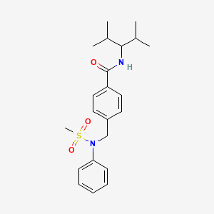 molecular formula C22H30N2O3S B3573120 N-(1-isopropyl-2-methylpropyl)-4-{[(methylsulfonyl)(phenyl)amino]methyl}benzamide 
