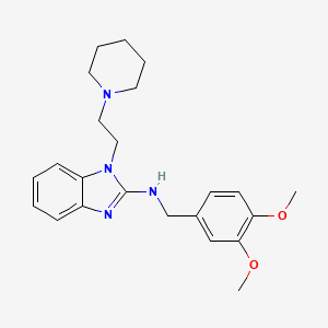 molecular formula C23H30N4O2 B3573212 N-[(3,4-dimethoxyphenyl)methyl]-1-[2-(piperidin-1-yl)ethyl]-1H-1,3-benzodiazol-2-amine 