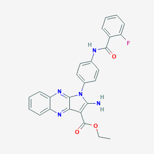 molecular formula C26H20FN5O3 B357325 Ethyl 2-amino-1-[4-[(2-fluorobenzoyl)amino]phenyl]pyrrolo[3,2-b]quinoxaline-3-carboxylate CAS No. 378770-02-6