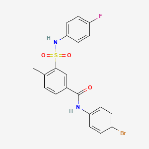 molecular formula C20H16BrFN2O3S B3573258 N-(4-bromophenyl)-3-[(4-fluorophenyl)sulfamoyl]-4-methylbenzamide 