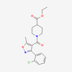 molecular formula C19H21ClN2O4 B3573291 ethyl 1-[3-(2-chlorophenyl)-5-methyl-1,2-oxazole-4-carbonyl]piperidine-4-carboxylate 