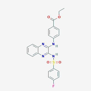 molecular formula C23H19FN4O4S B357334 Ethyl 4-[[3-[(4-fluorophenyl)sulfonylamino]quinoxalin-2-yl]amino]benzoate CAS No. 714283-62-2