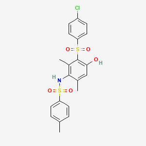 molecular formula C21H20ClNO5S2 B3573347 N-[3-(4-chlorophenyl)sulfonyl-4-hydroxy-2,6-dimethylphenyl]-4-methylbenzenesulfonamide 