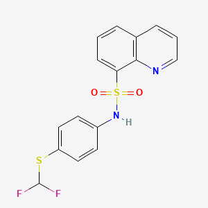 molecular formula C16H12F2N2O2S2 B3573353 N-{4-[(difluoromethyl)sulfanyl]phenyl}quinoline-8-sulfonamide 