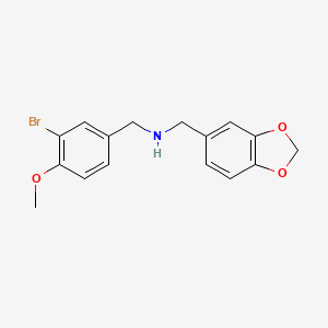 molecular formula C16H16BrNO3 B3573361 N-(1,3-BENZODIOXOL-5-YLMETHYL)(3-BROMO-4-METHOXYPHENYL)METHANAMINE 