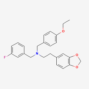 molecular formula C25H26FNO3 B3573377 N-[2-(1,3-BENZODIOXOL-5-YL)ETHYL]-N-(4-ETHOXYBENZYL)-N-(3-FLUOROBENZYL)AMINE CAS No. 5925-44-0