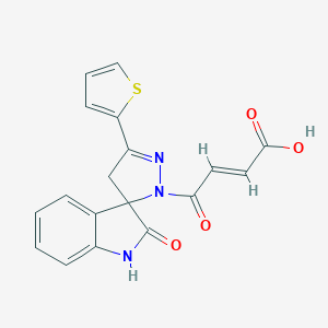 (E)-4-oxo-4-(2-oxo-3'-thiophen-2-ylspiro[1H-indole-3,5'-4H-pyrazole]-1'-yl)but-2-enoic acid