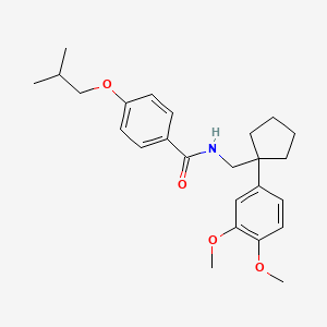 molecular formula C25H33NO4 B3573485 N-{[1-(3,4-dimethoxyphenyl)cyclopentyl]methyl}-4-(2-methylpropoxy)benzamide 