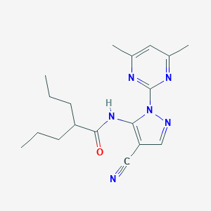 molecular formula C18H24N6O B357349 N-[1-(4,6-dimethylpyrimidin-2-yl)-4-cyanopyrazol-5-yl]-2-propylpentanamide CAS No. 897552-31-7