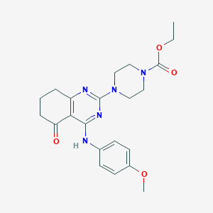 molecular formula C22H27N5O4 B357386 Ethyl 4-{4-[(4-methoxyphenyl)amino]-5-oxo-5,6,7,8-tetrahydroquinazolin-2-yl}piperazine-1-carboxylate CAS No. 924874-83-9