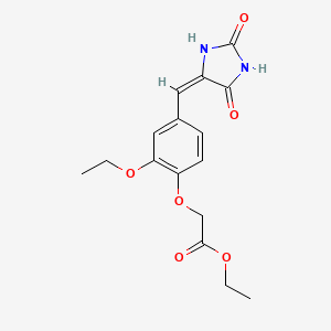 molecular formula C16H18N2O6 B3573904 ETHYL 2-(4-{[(4E)-2,5-DIOXOIMIDAZOLIDIN-4-YLIDENE]METHYL}-2-ETHOXYPHENOXY)ACETATE 