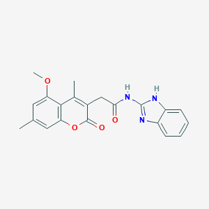 molecular formula C21H19N3O4 B357408 N-(1H-benzimidazol-2-yl)-2-(5-methoxy-4,7-dimethyl-2-oxo-2H-chromen-3-yl)acetamide CAS No. 920436-23-3
