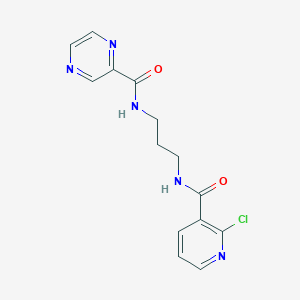 molecular formula C14H14ClN5O2 B357440 N-[3-[(2-chloropyridine-3-carbonyl)amino]propyl]pyrazine-2-carboxamide CAS No. 919719-72-5