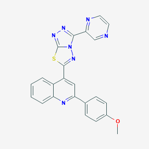 B357445 6-[2-(4-Methoxyphenyl)quinolin-4-yl]-3-pyrazin-2-yl-[1,2,4]triazolo[3,4-b][1,3,4]thiadiazole CAS No. 893773-09-6