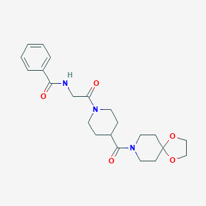 molecular formula C22H29N3O5 B357450 N-{2-[4-(1,4-dioxa-8-azaspiro[4.5]dec-8-ylcarbonyl)-1-piperidinyl]-2-oxoethyl}benzamide CAS No. 919732-70-0