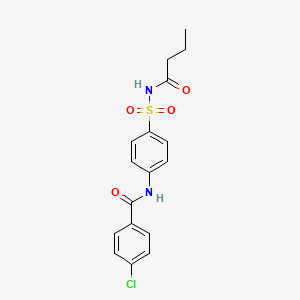 molecular formula C17H17ClN2O4S B3574741 N-[4-(butanoylsulfamoyl)phenyl]-4-chlorobenzamide 