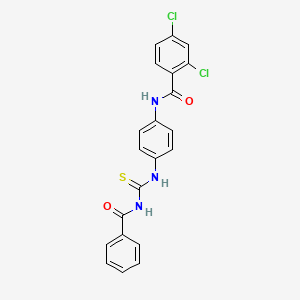 molecular formula C21H15Cl2N3O2S B3574798 N-[4-(benzoylcarbamothioylamino)phenyl]-2,4-dichlorobenzamide 