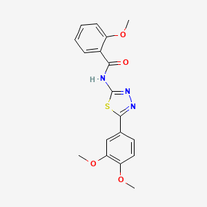 molecular formula C18H17N3O4S B3574870 N-[5-(3,4-dimethoxyphenyl)-1,3,4-thiadiazol-2-yl]-2-methoxybenzamide 