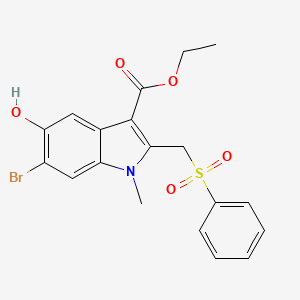 molecular formula C19H18BrNO5S B3574947 ethyl 6-bromo-5-hydroxy-1-methyl-2-[(phenylsulfonyl)methyl]-1H-indole-3-carboxylate CAS No. 172041-15-5