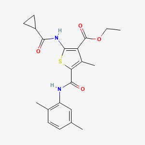 molecular formula C21H24N2O4S B3575088 ETHYL 2-CYCLOPROPANEAMIDO-5-[(2,5-DIMETHYLPHENYL)CARBAMOYL]-4-METHYLTHIOPHENE-3-CARBOXYLATE 