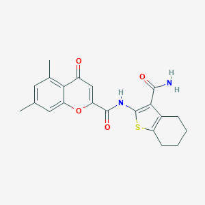 molecular formula C21H20N2O4S B357512 N-(3-carbamoyl-4,5,6,7-tetrahydro-1-benzothiophen-2-yl)-5,7-dimethyl-4-oxochromene-2-carboxamide CAS No. 898499-93-9