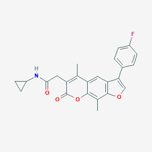 B357513 N-cyclopropyl-2-[3-(4-fluorophenyl)-5,9-dimethyl-7-oxo-7H-furo[3,2-g]chromen-6-yl]acetamide CAS No. 903455-57-2